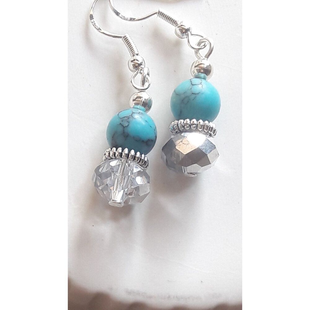 Artisan earrings  368# NEW bohemian Blue Petite stone earrings howlite gemstone